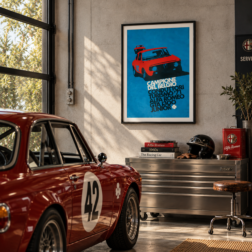 Alfa Romeo GTA 1300 Junior — Campione del Belgio Turismo ’71, Original 1971 Poster